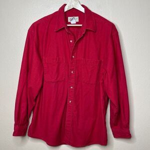 Eddie Bauer Shirt Mens XL Red Button Up Long Sleeve Pockets Flanel Outdoor